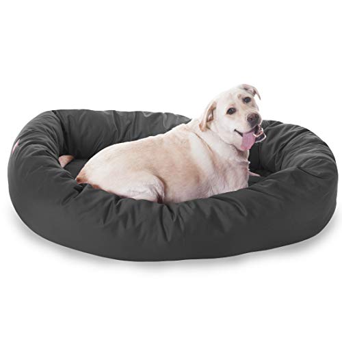 Image of Majestic Pet 52 Inch Bagel Calming Dog Bed Washable - Cozy Soft Round Dog Bed with Spine Support for Dogs to Rest Their Head - Fluffy Donut Puppy Mat 52x35x11 (Inch) X-Large - Gray
