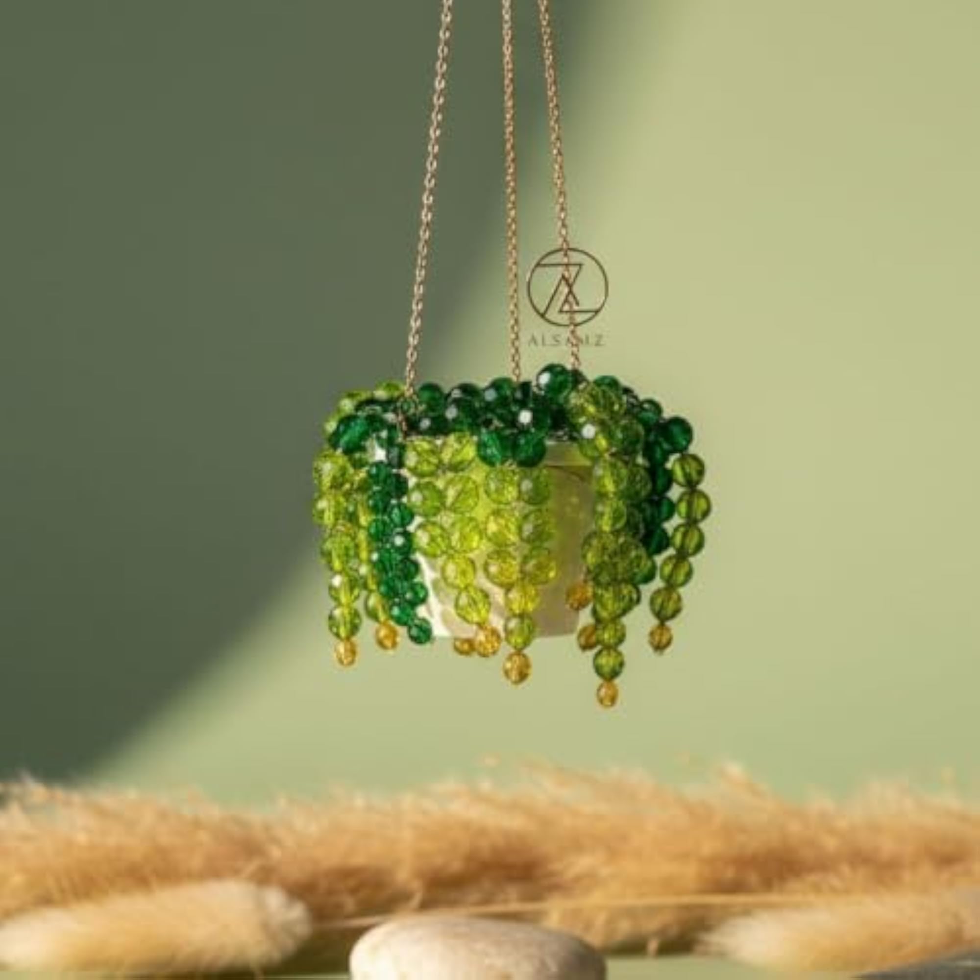 Beaded Hanging Plant Decorative Showpiece, Boho Aesthetic