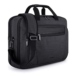 BAGSMART 17.3 Inch Laptop Bag, Expandable Computer Bag Men Women, Laptop Briefcase Laptop Shoulder Bag, Work Bag Business Travel Office – Black