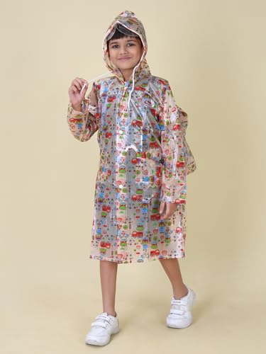 Image of Rupa Unisex Pvc Kid Rainwear For Kids, Waterproof Pvc Rain Standard Length Jacket With Carry Bag, Teddy Printed Design, Pack Of 1
