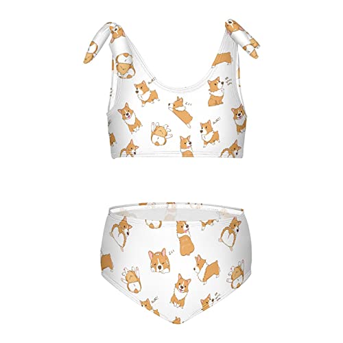Image of Horse Pattern On Blue Girls Bikini Sets 2 Piece Swimsuits Bathing Suit Swimwear