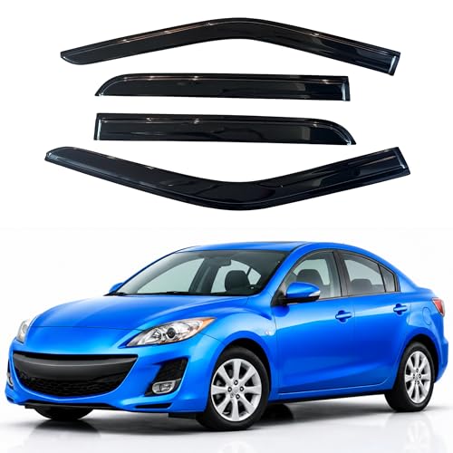 Image of IG Window Visors Fit for 2010-2013 Mazda 3 Sedan, Out-Channel Rain Guards Vent Wind Deflectors 4PC, Car Accessories for 10-13 Mazda 3 Sedan (Excludes Hatchback)
