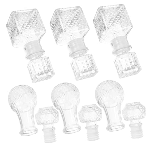 Veemoon 6 pièces Distributeur de Vin Élégant avec Carafes Transparent pour Whisky et Liqueur Bouteilles pour Bar à Domicile et Événements Festifs