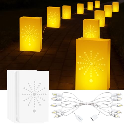 Makevivi 10 Pack Electric Polka Dot Luminary Bags with Plug-in