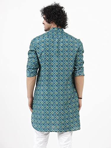 Image of Leriya Fashion Men's Kurta | Rayon Printed Kurta for Men | Chinese Collar Long Sleeves | Straight Knee Length Kurtas | for Festival | Function | Occasion Wear Fancy Kurta for Boys
