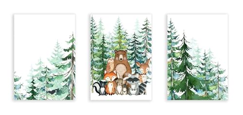 Affiche jungle chambre bébé garçon lot de 3 toiles déco scandinave 40x61cm