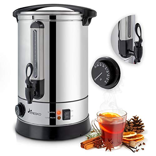 TRESKO® Glühweinkocher Einkochautomat aus Edelstahl 10L 1500W Glühweinkessel Glühweinautomat Heißgetränkeautomat Heißwasserspender