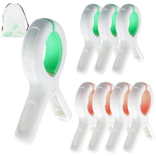 MITUKE 洗濯ばさみ 大型 強力 洗濯ピンチ 布団クリップ 収納袋付け すべらない シリコン素材 滑り止め 強力クリップ おしゃれ 家庭用 洗濯用品 (グリーン(4個)+オレンジ(4個))