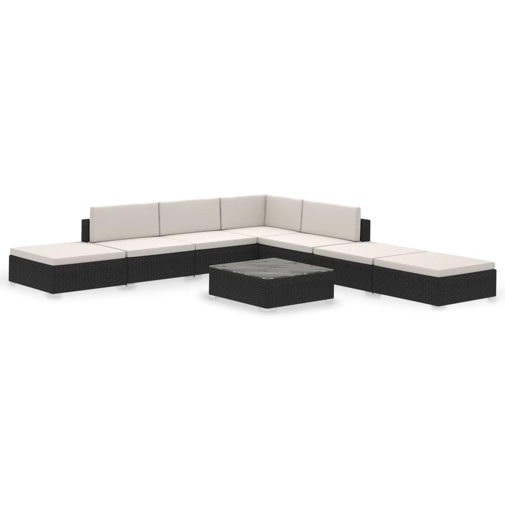 vidaXL Set di 20 sedie da giardino in polyrattan, colore nero