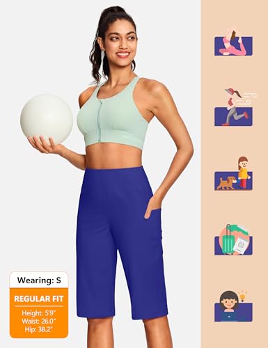 Image of ISEEGZ 15 inch / 18 inch / 21 inch / 25 inch Capri Pants for Women High Waist with Pockets Women's Capris Workout Yoga Pants Loose Straight Leg