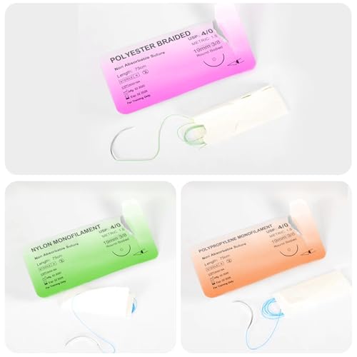 24 Stück Nahtmaterial mit Übungsnadeln, Nachfüllpackung für Chirurgisches Nahtset,idealer Naht-Übungsfaden für Studenten,Nadel und faden set,Wundnaht-Kit Zusatz,idealer Naht-Übungsfaden für Studenten