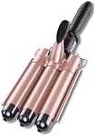 Kuwa Crimper Outil capillaire,3 Fer à roulettes,hairCrimper pour les femmes, Hair Waver avec LCD Affichage de la température, ondes naturelles à longue durée