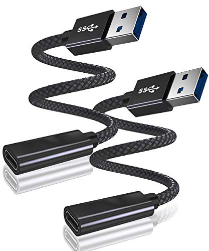 USB C Female to USB 3.0 Male Cable Adapter (2 Pack),Double-Sided 5Gbps GEN 1 USB Type A 3.1 Connector for MagSafe Charger,iPhone 11 12 iPad 8 Pro Max,Samsung Galaxy Note 10 S20 Plus Ultra,Google Pixel