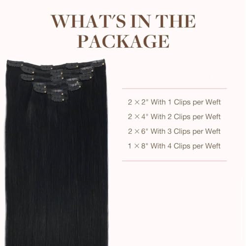Image of GOO GOO Clip in Hair Extensions Real Human Hair Black Remy Extensions