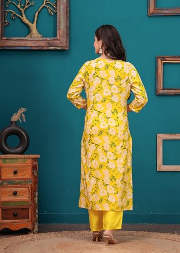 Image of MANHAREE | Women's Rayon Printed Straight Kurta with Pant & Dupatta Set