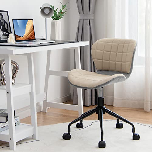 Chaise de bureau pivotante en lin et cuir PU réglable - 3