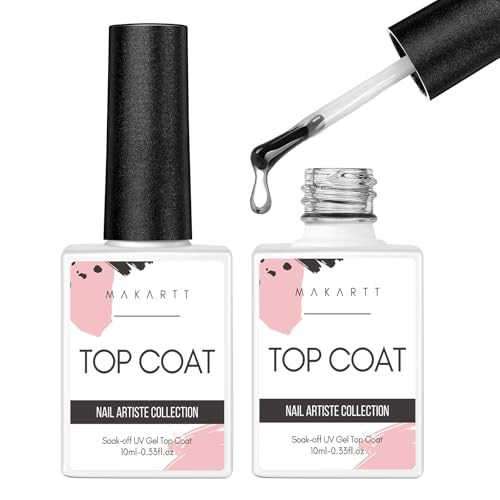 Makartt Top Coat Gel UV - No Wipe Top Coat Hochglanz-Finish, Lang Anhaltend 28+, Soak-Off UV/LED Nagellack Geschenk für Nagelstudio DIY Home 2Psc*10ml