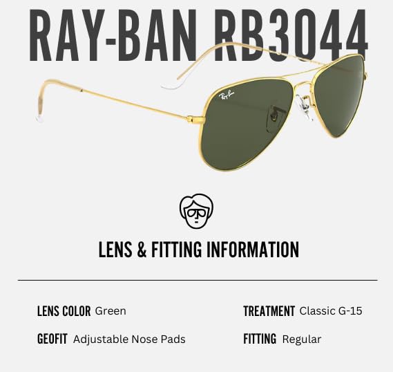 Ray-Ban RB3044 AVIATOR EXTRA SMALL Pilot Shaped Sunglasses for Men & Women with Official RAYBAN Eyewear Kit 5