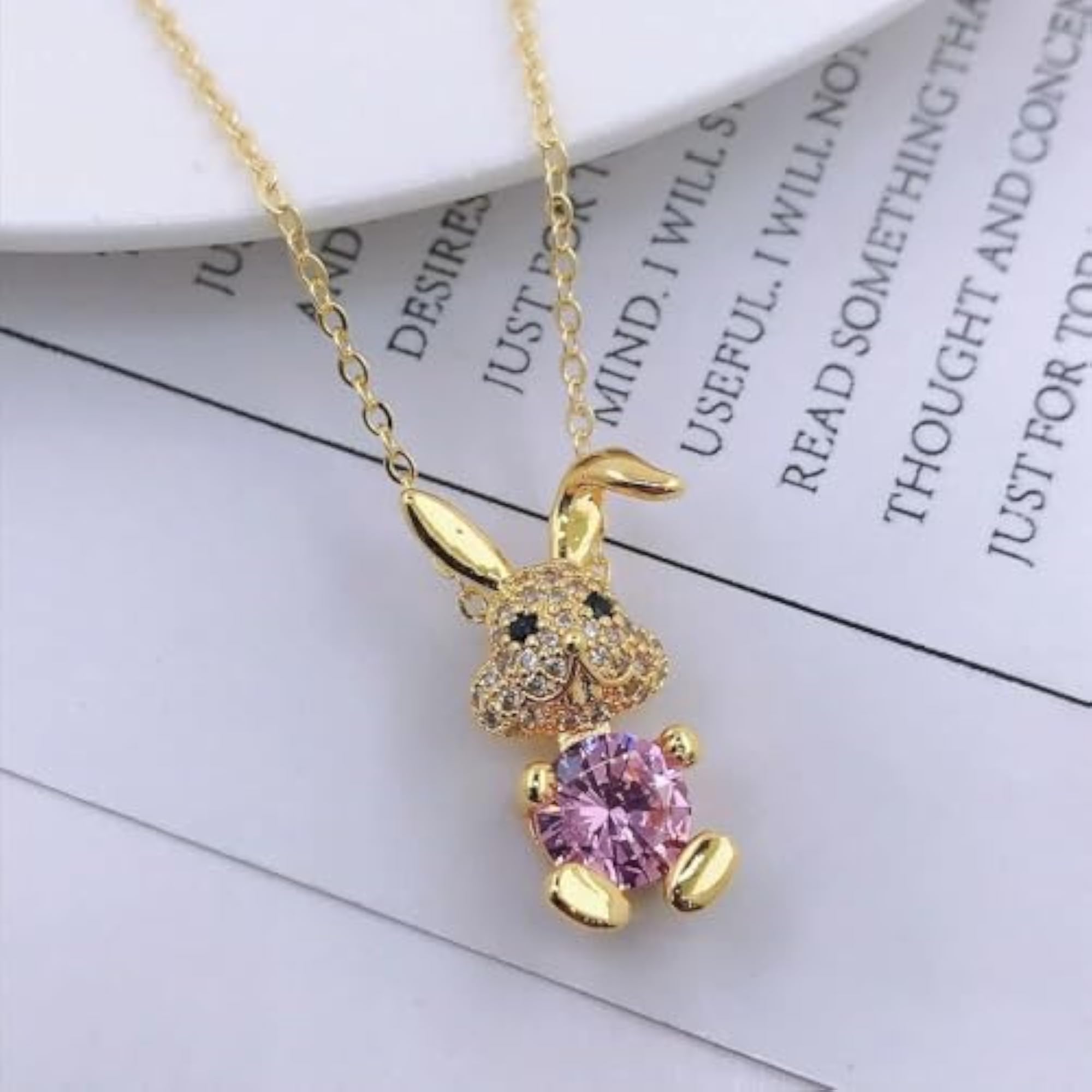 Cute Bunny Rabbit Gold Plated Pendant Necklace for Women