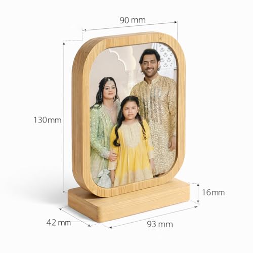 Image of Rangoli Wooden Photo Frame 13 x 9 cm (130 x 90 mm) with Base 93 x 42 mm Decorative Personalized Picture Frame for Home Decor Gift. D-7