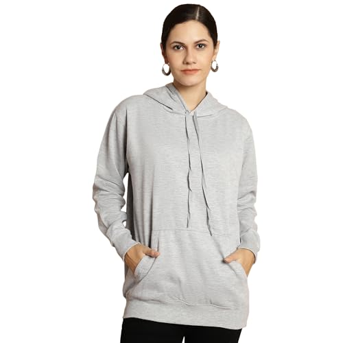Image of Mack Jonney Solid Hooded Cotton Fleece Sweatshirt for Women (Pack of 2)-MACK50923