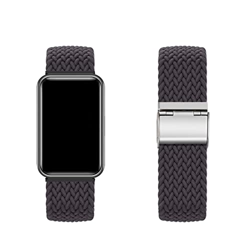 KARYOU Nylon Armband für Huawei Watch Fit Solo Loop Armband mit Ersatzarmband Nylon Stoff Loop Elastisches Verstellbares Armband für Huawei Watch Fit Größe L Farbe Hellgrau