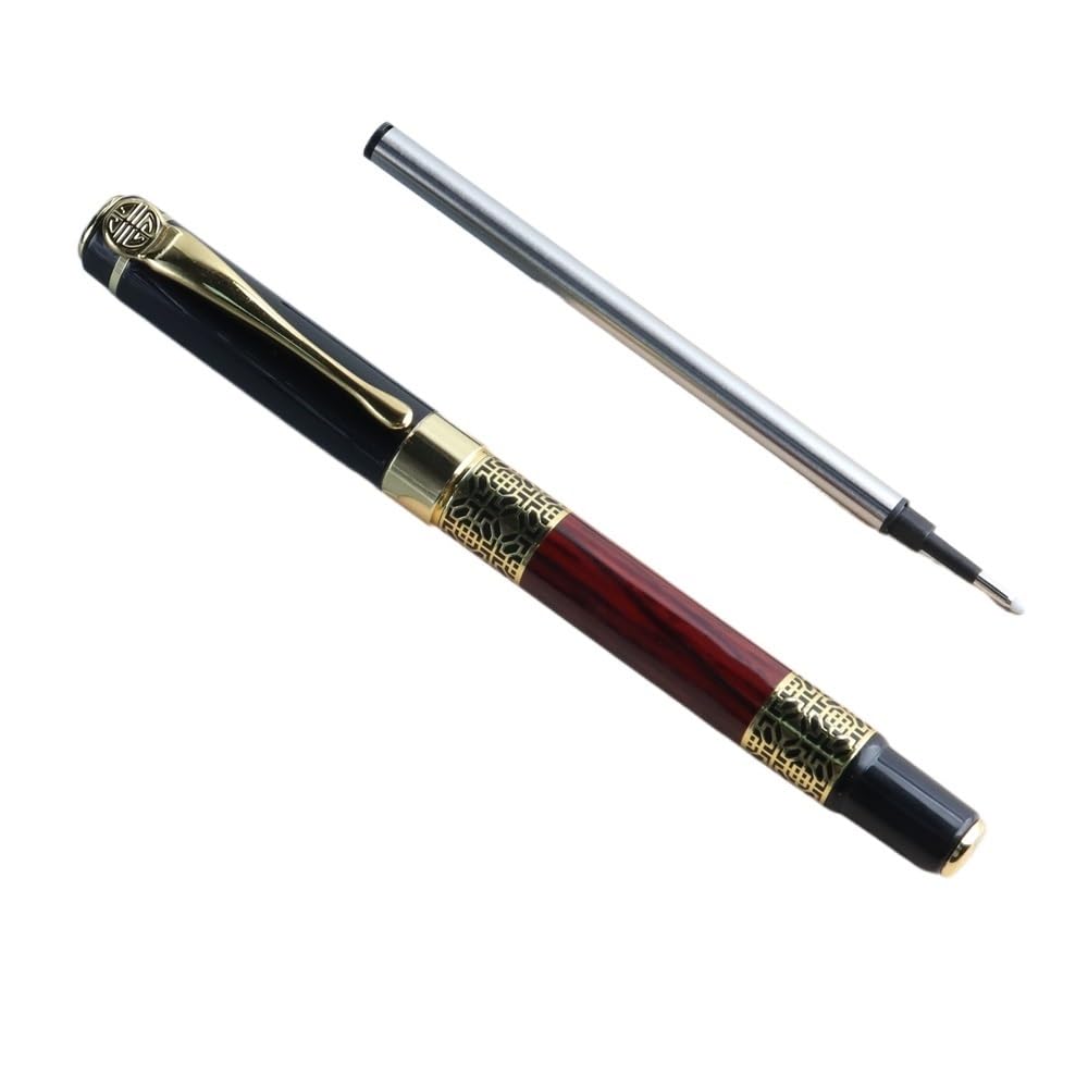 BIK Gelschreiber, Metallroller, chinesischer klassischer Stil, Kalligraphie, Schreiben, Unterschrift, Geschenk, Stift, Studenten, Schreibwaren, Büro (1 Stift - 5 Minen, Rot, Blau)