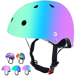 Kids Bike Helmet & Protective Gear Set - Adjustable Color Gradient Helmet With Knee & Elbow Pads