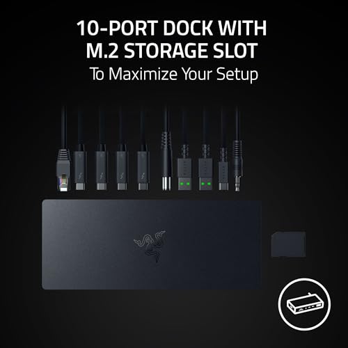 Image of Razer Thunderbolt 5 Dock Chroma - 10 Ports USB-Dock - 3X DisplayPort USB-C - Ethernet - Passthrough 140W - SD /UHS Card - 2X USB-A - M.2 Extension - UK Connector - PC /Mac | Black