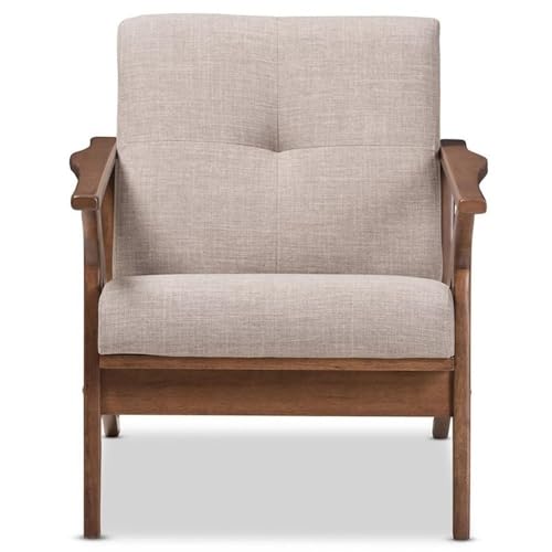 Sillón acento tapizado poliéster marrón miniatura 4
