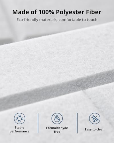 Image of Acoustic Wall Panels, Brick Pattern Peel and Stick Sound Absorbing Panel for Ceiling, Door, Pared, 18 Pack 12 inchx12 inchx0.4 inch, White Decorative Self Adhesive Wall Tiles for Recording Studio, Room