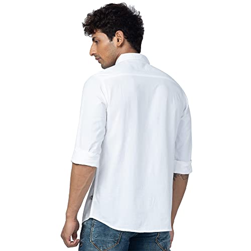 Image of Spykar Full Sleeves Cotton Blend Slim Fit Shirt for Men