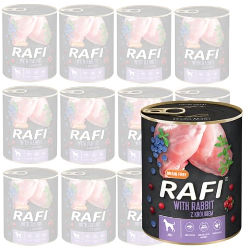 12x800g Rafi mit Kaninchen Dosen Nassfutter Hundefutter NEU