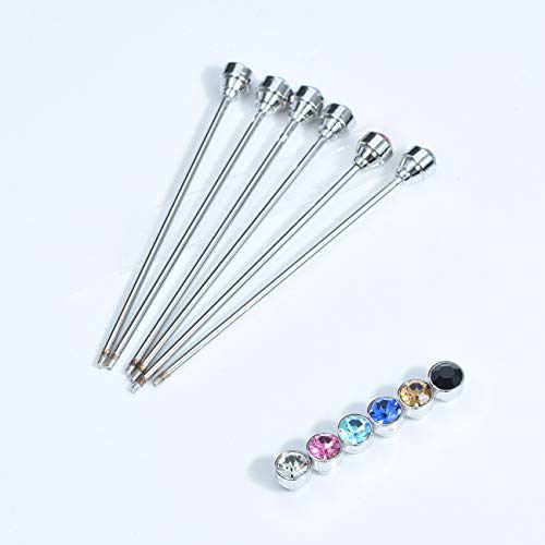 Sparkling Crystal Stone Collar Bar Tie Necktie Pins Shirt Collar Stud Bar For Men With Gift Box (6Pcs Silver) #TOP1
