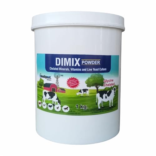 Image of Dimix Mineral Mixture Powder Bucket Pack | Essential Minerals for Cattle, Buffalo, Goat & Poultry | Boosts Milk Yield, Fertility & Immunity (1kg)