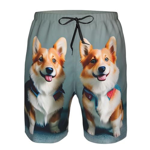 Wearing Clothes Cute Corgi Dogs Print Stylish Beach Shorts Swim Trunks Lightweight Breathable Summer Outdoor Activities4