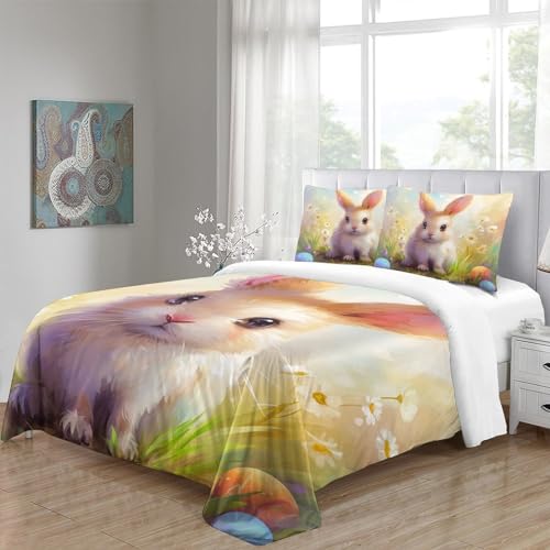 Parure de lit 3D king avec fermeture éclair robuste en microfibre