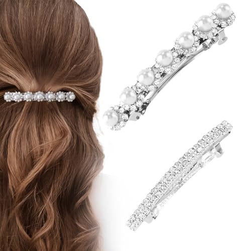 GXGM 2 Pezzi Fermagli per Capelli Strass, Spille Decorative per Damigella d'Onore Fiore Copricapo Matrimonio Fermagli per Capelli Eleganti da Donna Accessori per Capelli Matrimonio