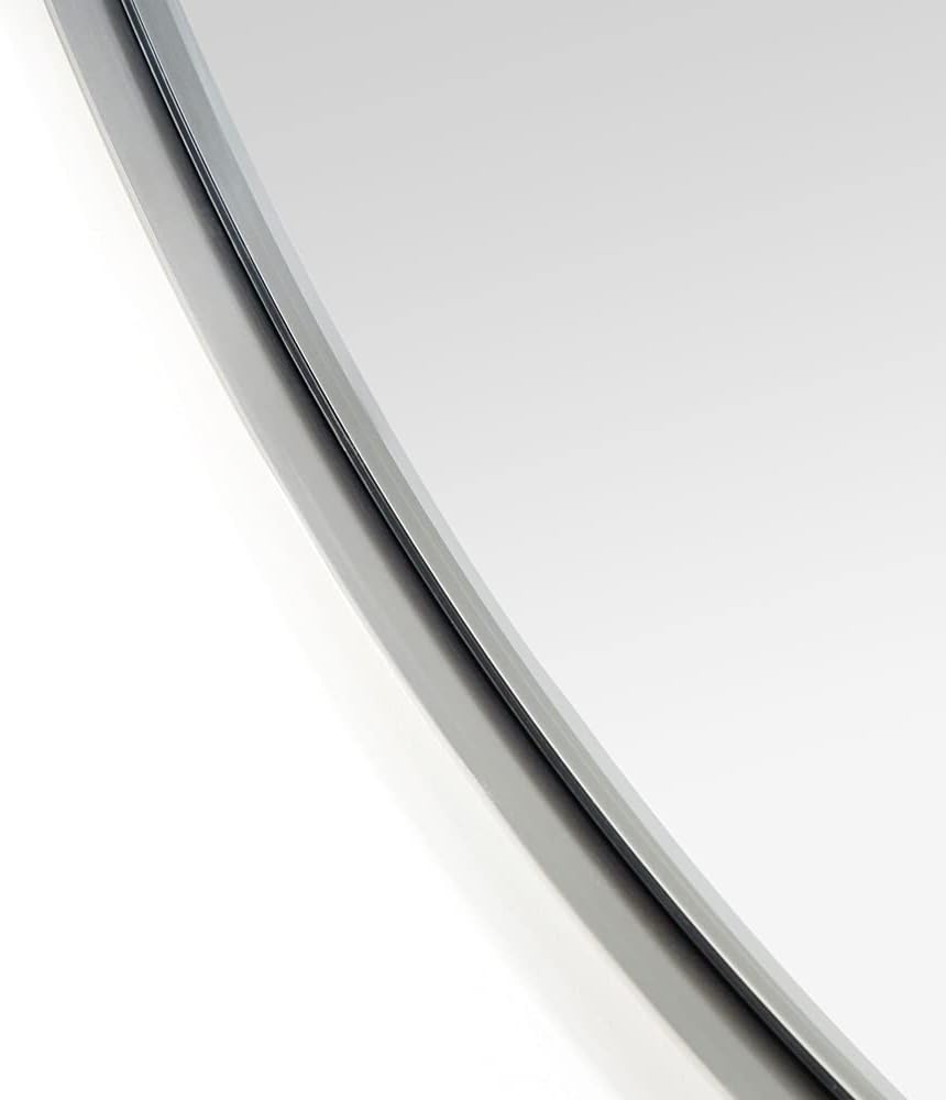 ARIEL 30 Inch Stainless Steel Frame Round Wall Mirror, Distortion Free, 2" Deep Set Frame, Décor Mirror for Bathroom, Living Room, Bedroom and Hall Entryway - Brushed Nickel