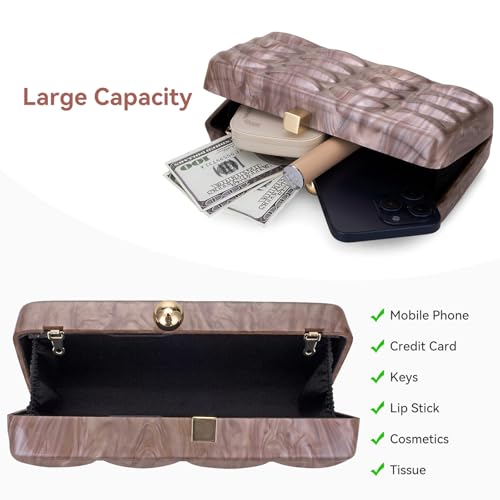 Gets Acrylic Clutch Purses for Women Marble Evening Clutch Bag Shell Pattern Purse Handbag for Wedding Cocktail Party Prom - Image 7
