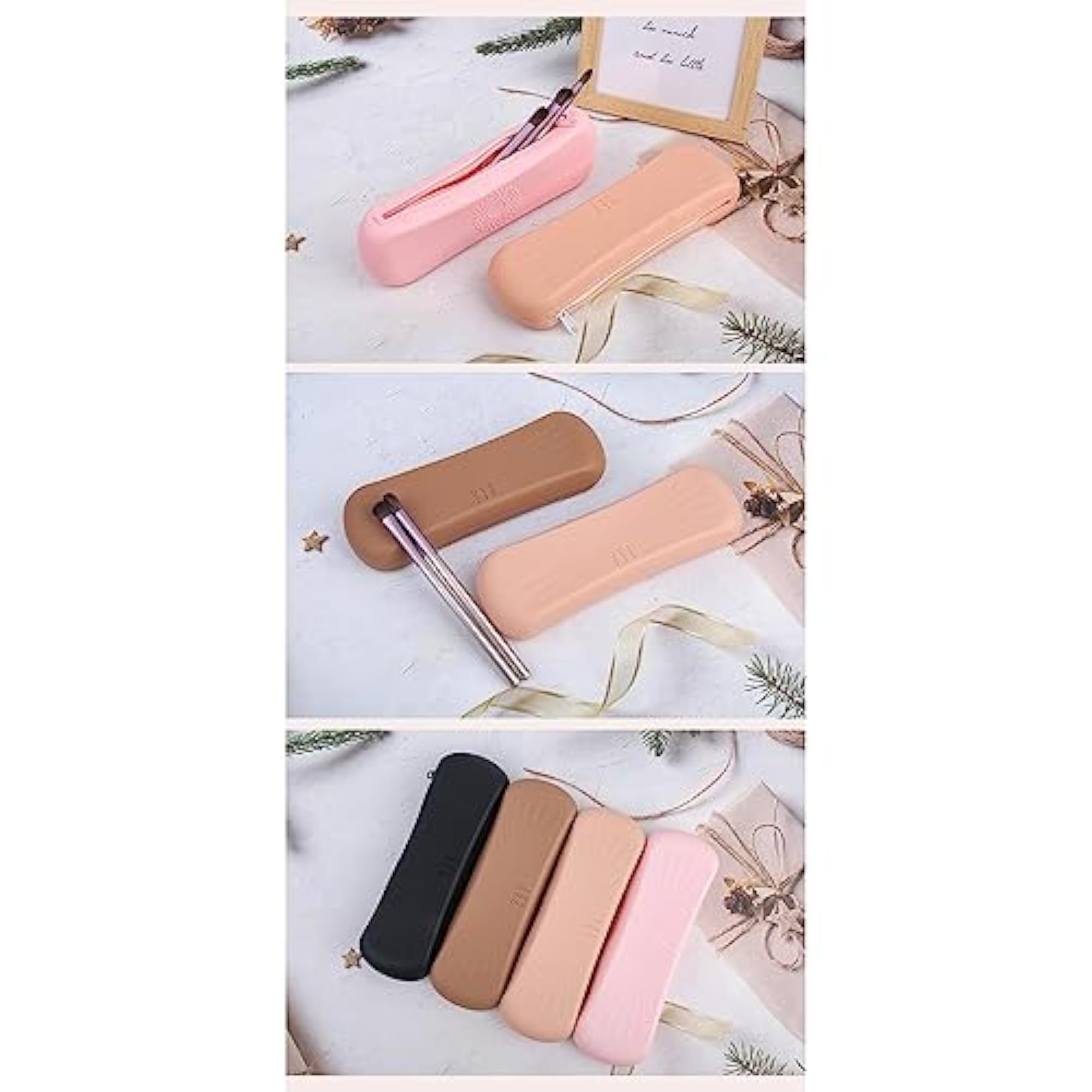 Silicone Travel Makeup Brush Holder, Portable Pouch, Black