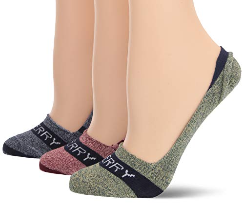 Sperry Top-sider Women's Invisible Solid Liner 3-Pair Socks, oxblood Marl, M/L