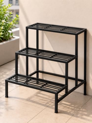 Image of Bee Creative Plant Stands for Outdoor Balcony, Flower Pot Stand for Indoor Plants, Large Metal Planter Stand for Living Room, home decor, Indoor & Outdoor plants Stand (3 STEP B)