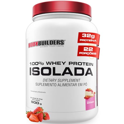 Whey Protein 100% Isolada Morango 900g - Bodybuilders