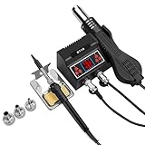 1. Diseño dos en , pistola de aire caliente y soldador eléctrico en , ahorra espacio, se puede utilizar de forma independiente o simultánea, con alta eficiencia, satisfaciendo diferentes necesidades de soldadura.