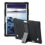 HminSen Case for YELLYOUTH 10.1 inch Android Tablet, Silicone Adjustable Stand Cover Compatible with Foren-Tek 10, Pavoma 10 ,Penen 10 Inch Android Tablet, ZONKO 10.1, KOOA 10 Inch Tablet (Black)