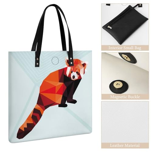 Sac à main shopper ratons laveurs rouges grand tote bag de voyage pour femmes - 5
