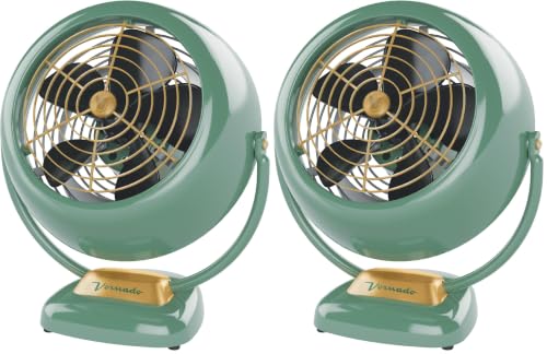 Image of Vornado VFAN Vintage Air Circulator Fan, 3 Speeds, Metal Construction, Adjustable Airflow, Green (Pack of 2)