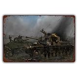 Blechschilder aus dem 2. Weltkrieg mit Panzern aus dem 2. Weltkrieg, Vintage-Metallschilder für Männer, eine Waffenkampf, Retro-Poster, Wanddekoration für Bars, Restaurants, Cafés, Pubs, 30,5 x 20,3