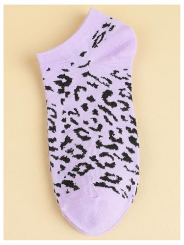 Image of WDIRARA Women's 6 Pairs Leopard Print Low Cut Socks No Show Socks